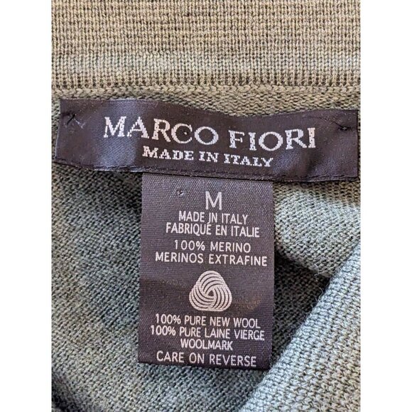 Marco Fiori Merino Wool Sweater Mens M Extra Fine Italy Button Collar Knit Green - Picture 3 of 5